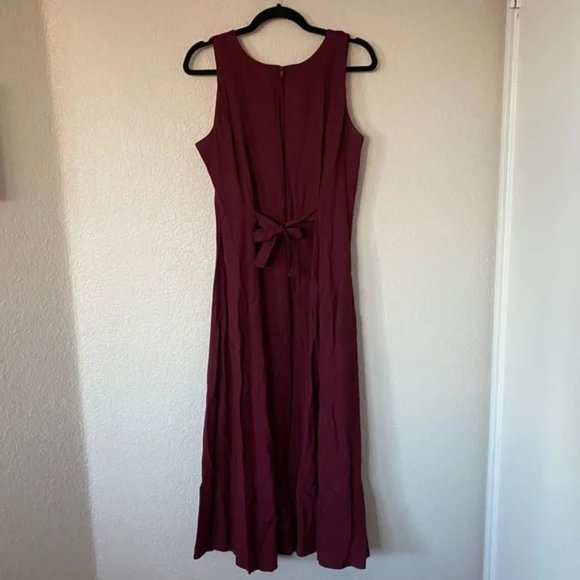 Vintage Bisou Bisou Sleeveless Formal Maroon Baroque Pattern Maxi Dress - Picture 3 of 6